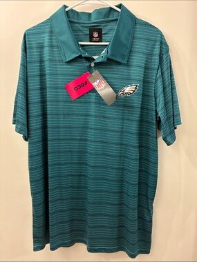NFL Team Apparel Philadelphia Eagles Teal Striped Polo Shirt - NWT - size XL